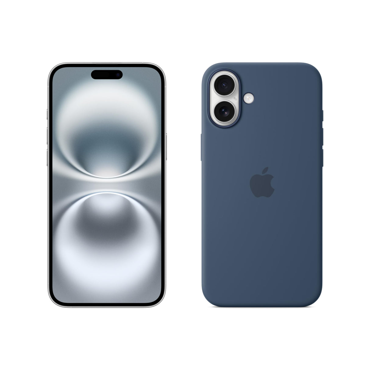 Apple iPhone 16 Plus (128 GB) - Blanco + Funda de Silicona con MagSafe - Denim