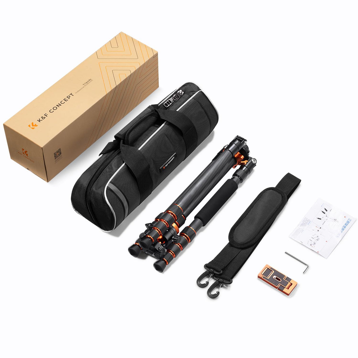 K&F CONCEPT Trípode Cámara Carbono 172CM Trípode Ligero Fotografía Professional de Viaje 360° Rótula de Bola y Placa de Liberación para Cámara DSLR (1.32KG)