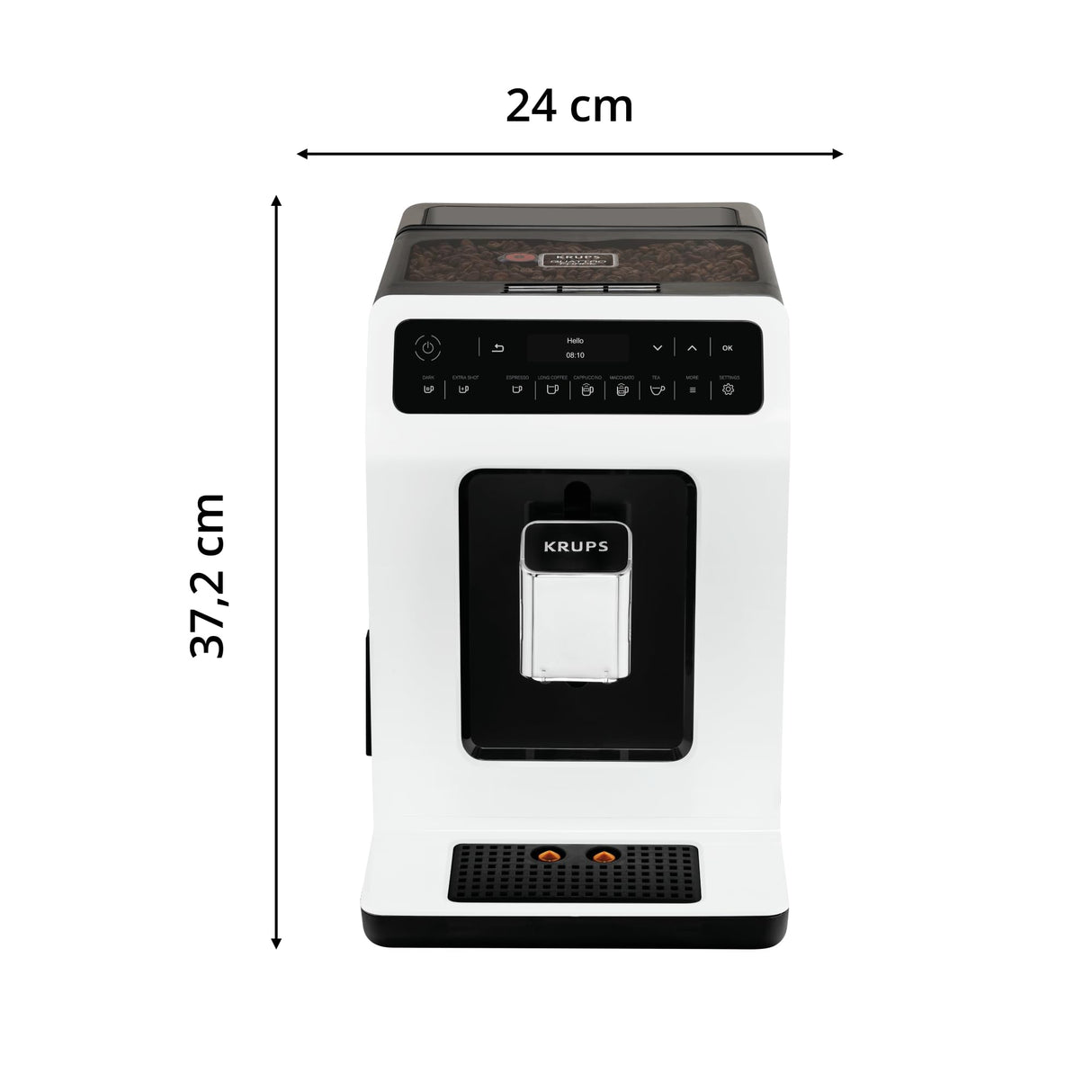 Krups Evidence EA8901 Independiente Totalmente automática Máquina espresso 2.3L 2tazas Blanco - Cafetera (Independiente, Máquina espresso, 2,3 L, Molinillo integrado, 1450 W, Blanco)