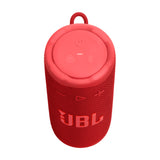 JBL Grip, Altavoz Bluetooth Compacto, Sonido JBL Pro, AI Sound Boost, Resistencia al Agua IP68, luz Ambiental, autonomía de 14 h, conexión Multi-Altavoz Auracast, aplicación JBL Portable, Rojo