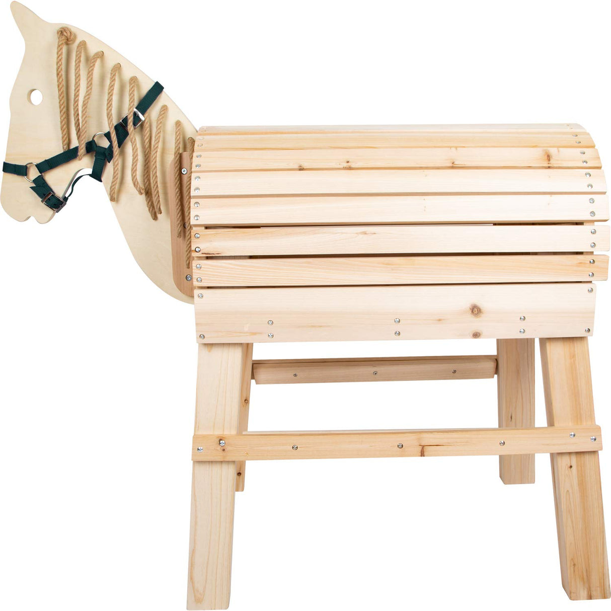 Small Foot Madera, para niños a Partir de 3 años, Caballo con Ayuda para Montar y Cabestro Apto para Uso al Aire Libre Juguetes, Color Beige, S (11664)