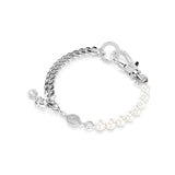 Swarovski Pulsera Dextera, Pavé, Crystal Pearl, Blanca, Baño de rodio