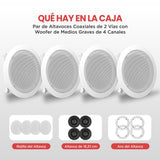 Pyle Altavoces empotrables, Bluetooth,Techo, Pared, 6.5”, 200W, 2 vias, Parrillas Redondas y cuadradas Intercambiables, Estereo