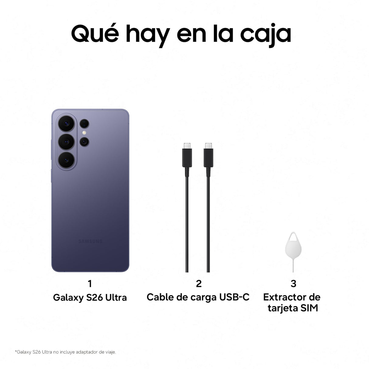 Samsung Galaxy S26 Ultra, 512GB, Smartphone con Galaxy AI, Cámara 200MP, 12GB RAM, Batería 5000mAh, Garantía del Fabricante 3 Años+1 Año Extra, Color Violeta Cobalto (Versión Española)