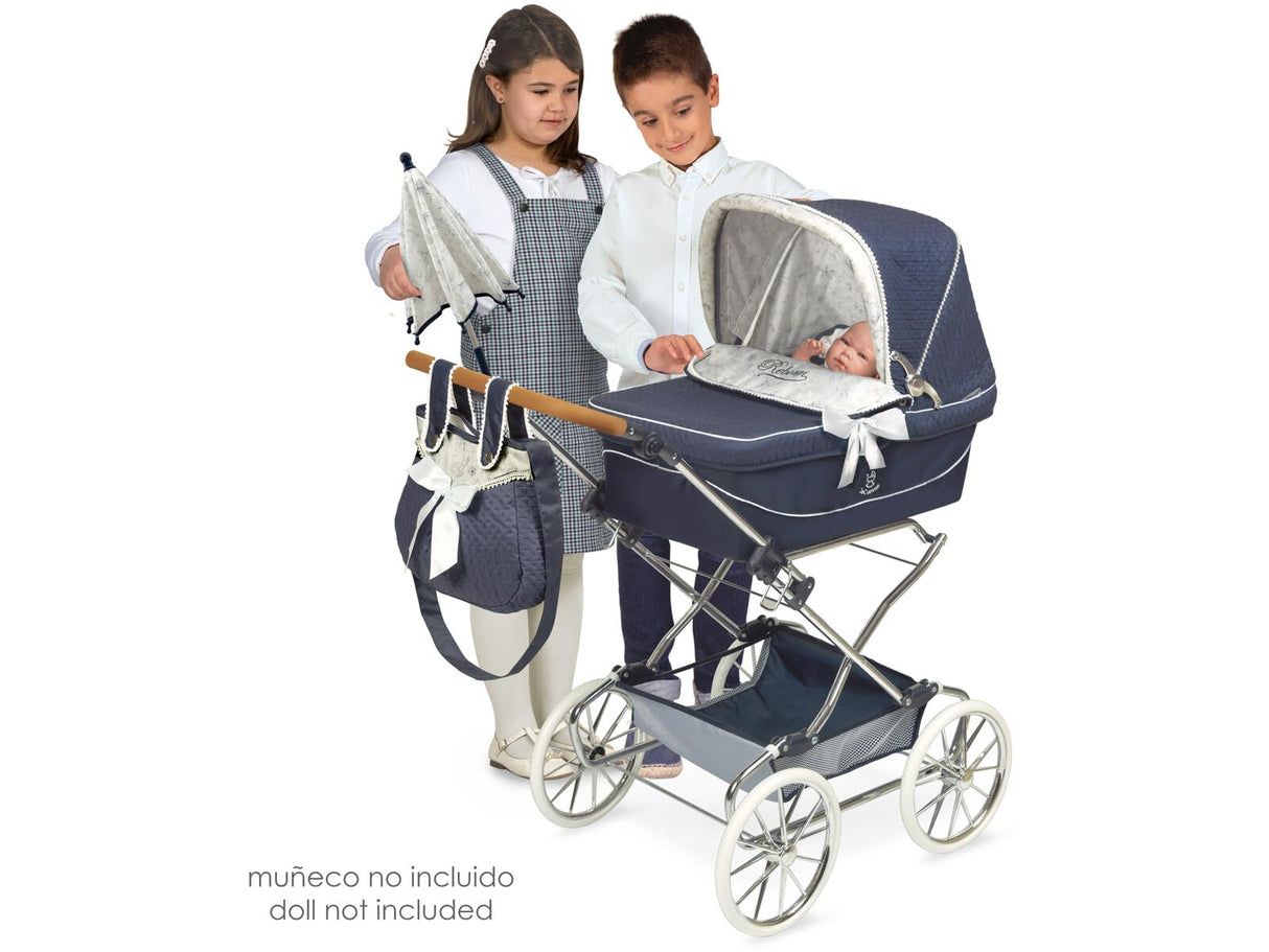 De cuevas Toys Coche Reborn Plegable con Sombrilla Provenza 40X90X90Cm, Azul Marino