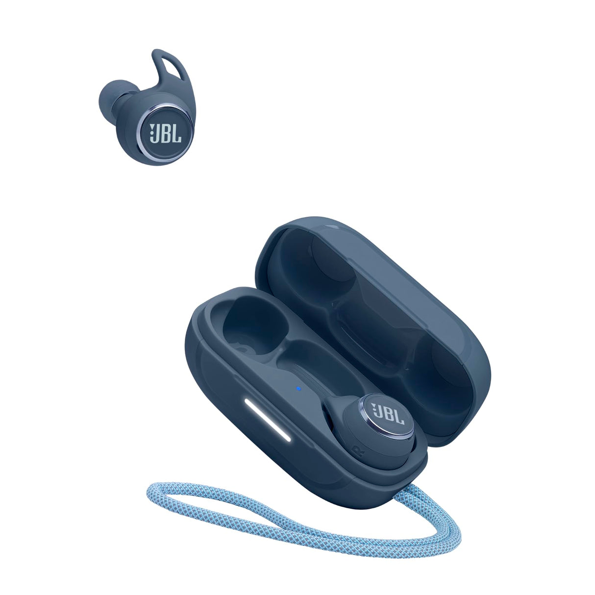 JBL Reflect Aero Auriculares con tecnología True Adaptive Noise Cancelling, resistentes al agua, batería de 8 horas, en azul
