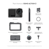 DJI Pack Aventura Osmo Action 3 - Cámara de acción 4K/120 fps, FOV superamplio, HorizonSteady, resistente al frío, gran autonomía, soporte vertical, sumergible a 16 m, videoblogs, brazo extensible