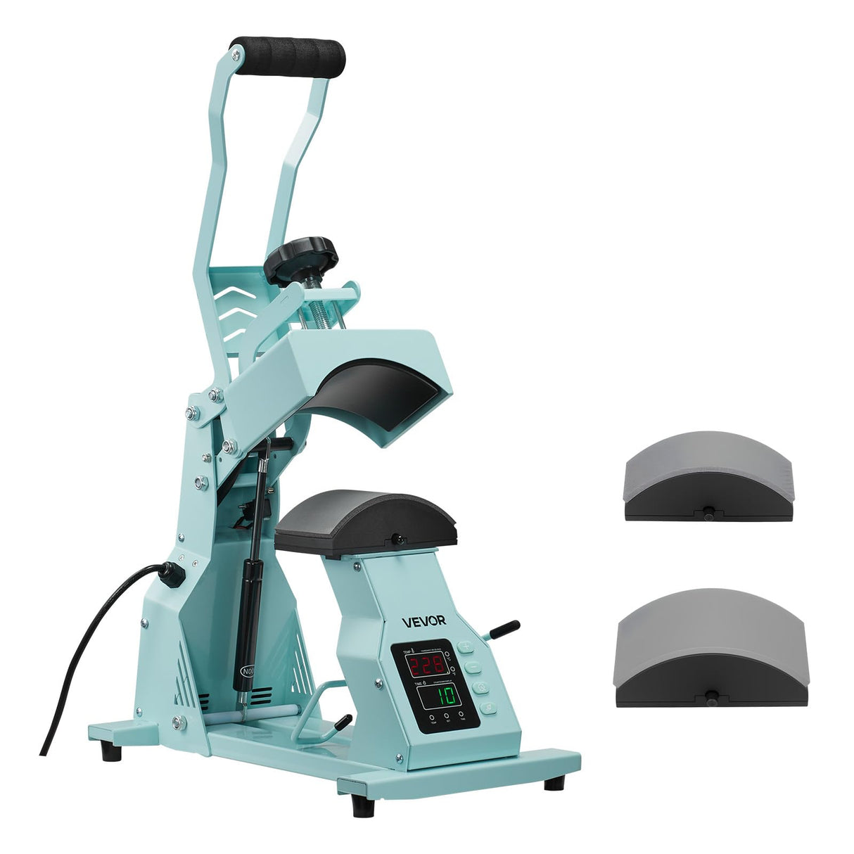 VEVOR Máquina de Prensado Térmico, Prensa de Transferencia Térmica con 2 Platinas Intercambiables, Control Preciso de Tiempo y Temperatura, Máquina de Sublimación HTV para Gorras, Diademas, Verde