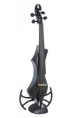 GEWA E-Violin, violín electrónico, Novita 3.0 negro con adaptador para apoyos de hombro, 4 cuerdas