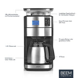 BEEM FRESH-AROMA-PERFECT II Cafetera de filtro con molinillo - Térmica | Acero inoxidable | Jarra térmica | Temporizador 24h | 1000 W | Recipiente para granos de 180 g