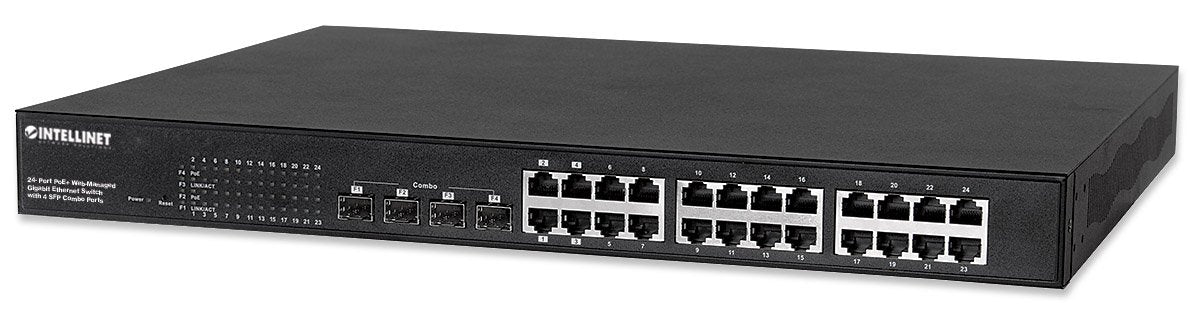 Intellinet 561372 Switch de red (Gestionado, Gigabit Ethernet (10/100/1000), Bidireccional completo (Full duplex), Energía sobre Ethernet (PoE), Montaje en rack)