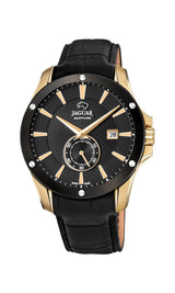 JAGUAR Reloj Hombre J881/1 Acamar Caja de Acero Inoxidable 316l Dorado Correa de Cuero Negro