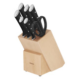 Tefal Ice Force – Bloque de 7 cuchillos: Pan 20 cm, Chef 20cm, Santoku 18 cm, Universal 11cm, Pelar 9cm | Acero Inoxidable Alemán, Corte Preciso, Mango Remachado, Resistente a la Corrosión
