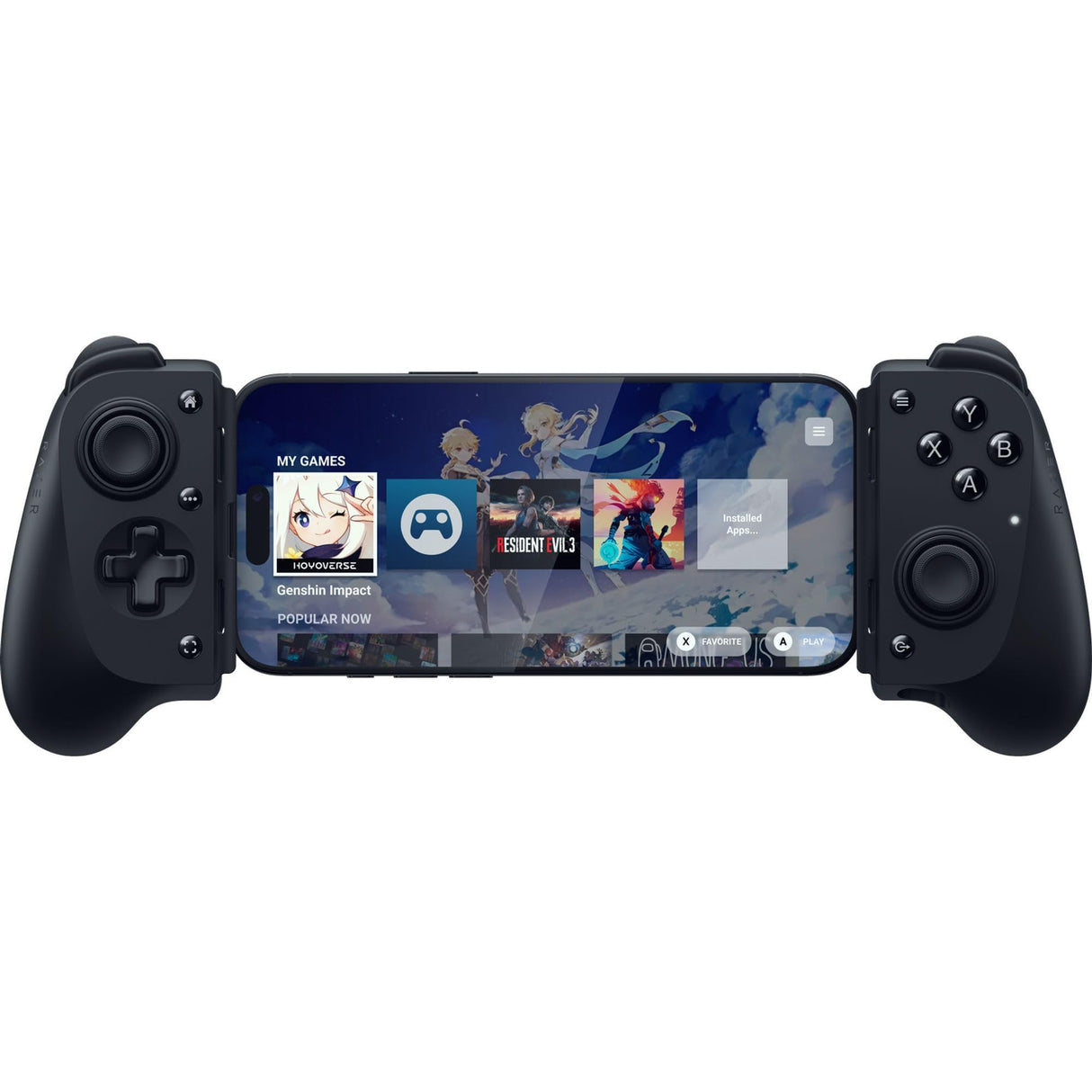 Razer Kishi V3 - Mando háptico gaming USB-C para iPhones y smartphones Android - Plug and Play - sticks analógicos antideriva (12 botones - hápticos Sensa HD - app Nexus) Negro