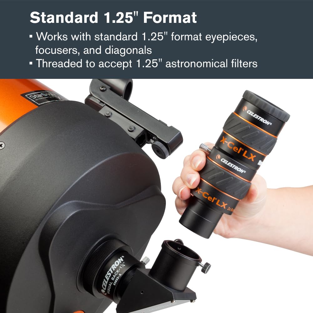 Celestron 93529 1.25" X-Cel LX: lentes Barlow 2x, negro