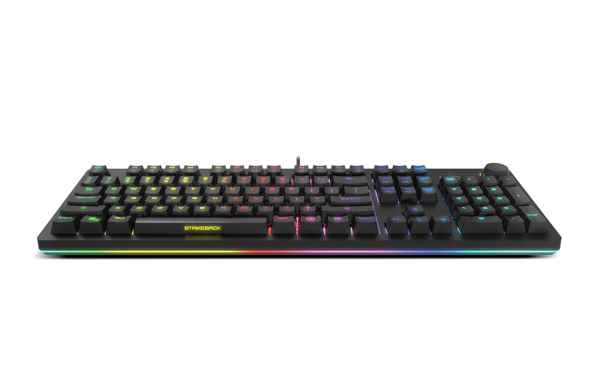 Ozone Gaming OZSTRIKEBACKSP Gear Strikeback, Teclado Mecánico, Switches Mecánicos Kailh Red, Iluminacion LED RGB Spectra, 18 Modos de Illuminación, Silencioso, Numérico, Layout Español, Negro