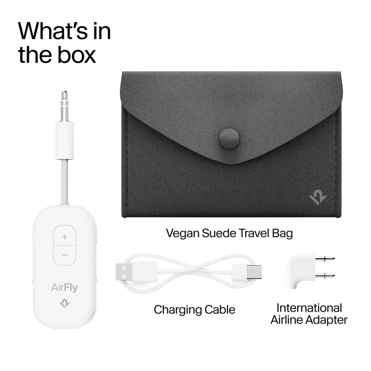 Twelve South AirFly Pro 2 Deluxe | Transmisor/Receptor inalámbrico con Audio compartido para hasta 2 AirPods/Auriculares inalámbricos - Avión, Gimnasio, Coche