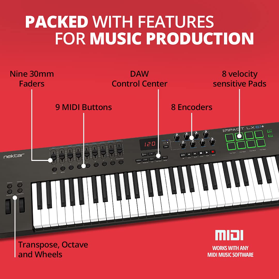 Nektar Impact LX61+ - teclado controlador MIDI USB con integración DAW