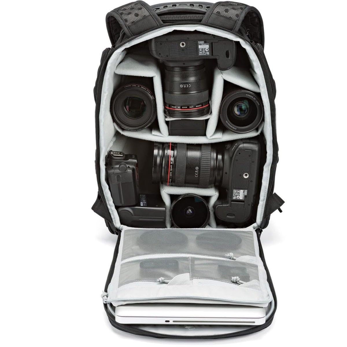 Lowepro ProTactic 350 AW II versión previa,Mochila Modular con Tejidos Reciclados para Macbook, Portátil hasta 13 pulg., para Cámara Profesional, CSC y Drones, LP37176-GRL, Negro