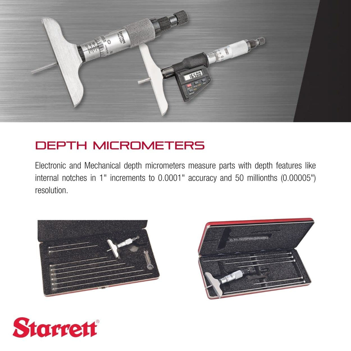 Starrett 446AZ-3RL - Medidor digital de profundidad, tope de carraca, tuerca de bloqueo, tipo micrometro, rango de 0 – 3 pulgadas, graduación de 0,001 pulgadas, precisión de +/-0,0001 pulgadas.