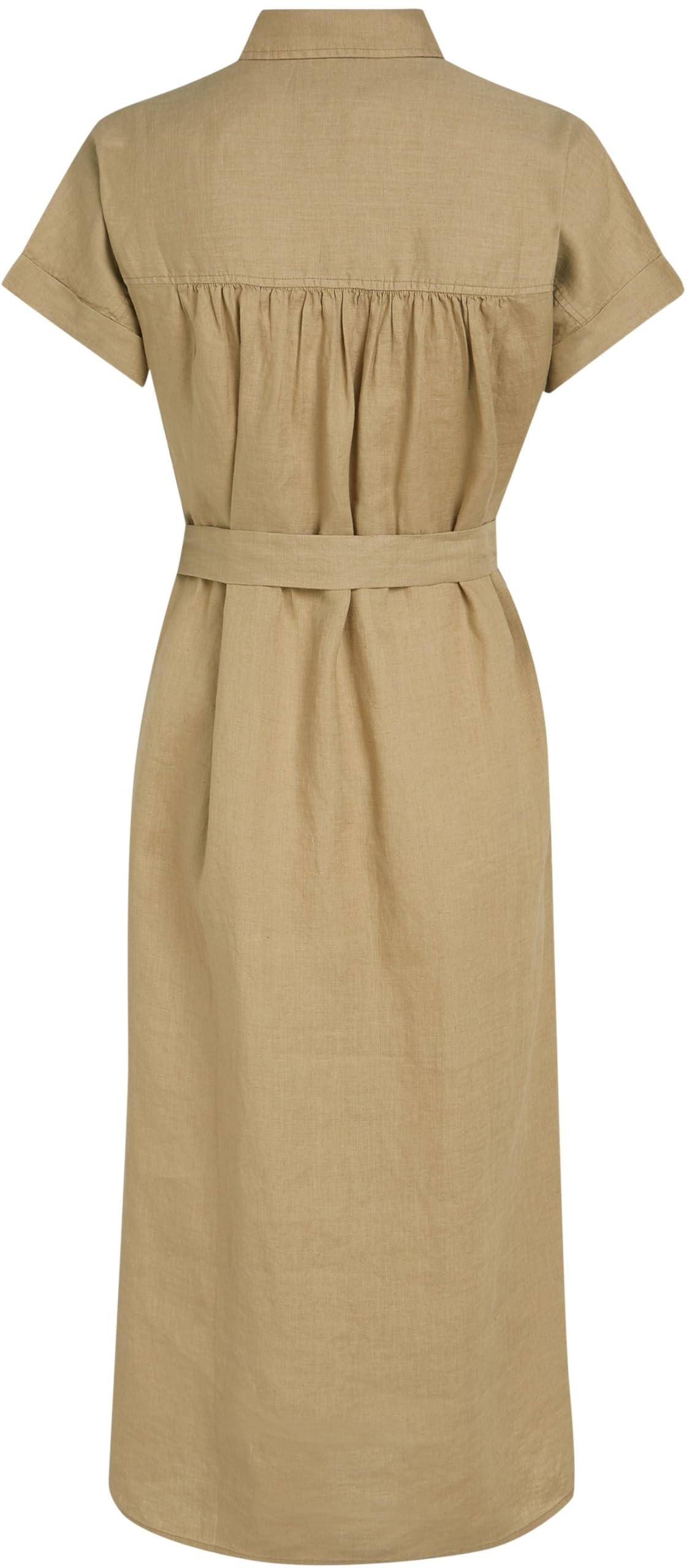 Tommy Hilfiger Vestido camisero Mujer Linen Belted de manga corta, Marrón (Camel), 38