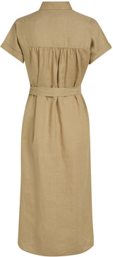 Tommy Hilfiger Vestido camisero Mujer Linen Belted de manga corta, Marrón (Camel), 38