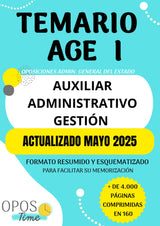 OPOSTIME. TEMARIO COMÚN DE LA ADMINISTRACIÓN GENERAL DEL ESTADO (AGE) PARA AUXILIAR, ADMINISTRATIVO Y GESTIÓN: Formato resumido y esquematizado para ... su memorización (PREPARACIÓN OPOSICIONES AGE)
