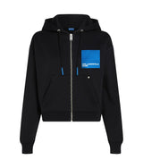 KARL LAGERFELD JEANS, para Mujer, Sudadera con Capucha y Cremallera, Negro, Extragrande