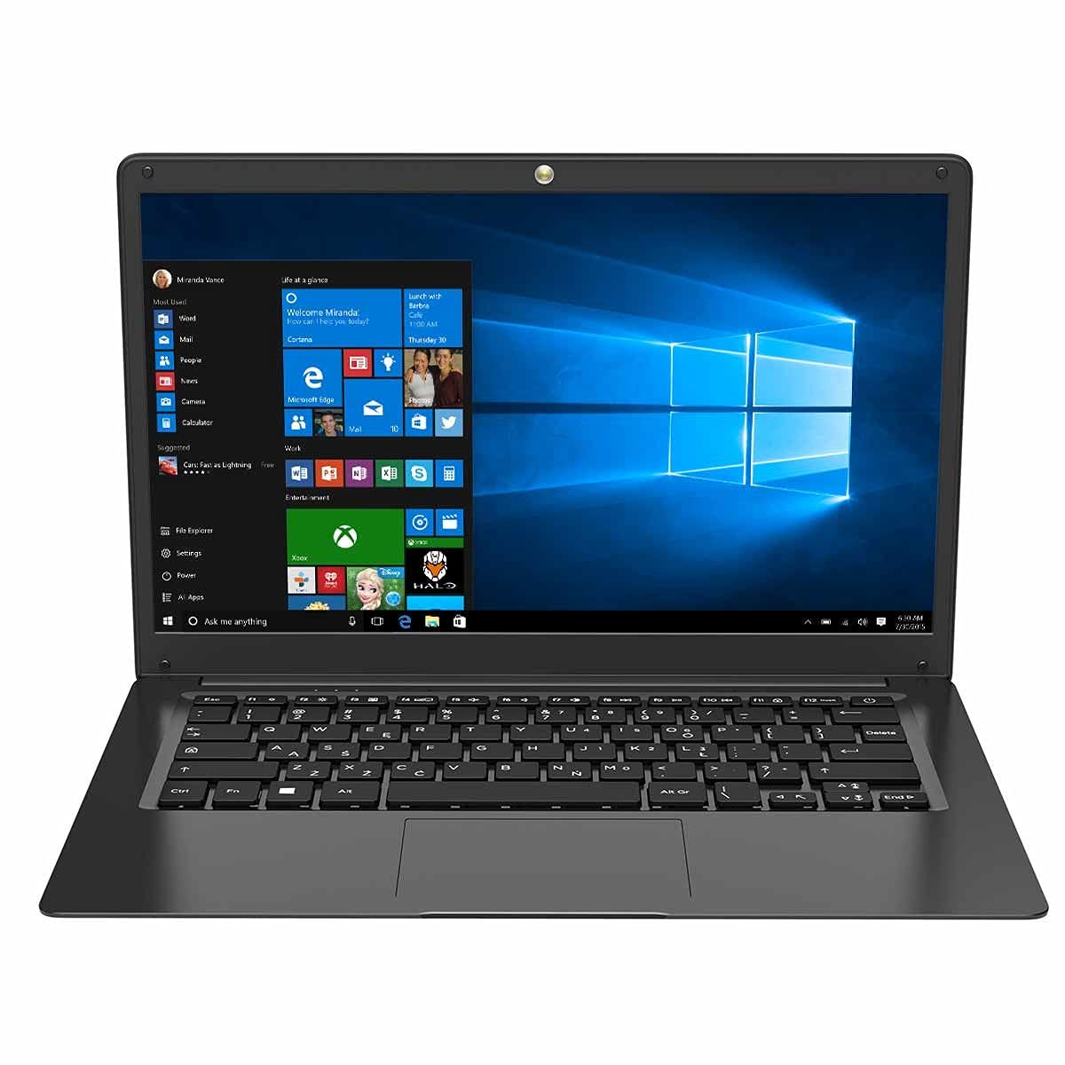 TECHBITE Portátil ZIN BIS de 14,1" HD, 64 GB EMMC, portátil de oficina, portátil delgado, gran panel táctil, windows 10 pro, Intel Celeron N3450 de cuatro núcleos, 5000 mAh, Teclado QWERTY, Teclado EN