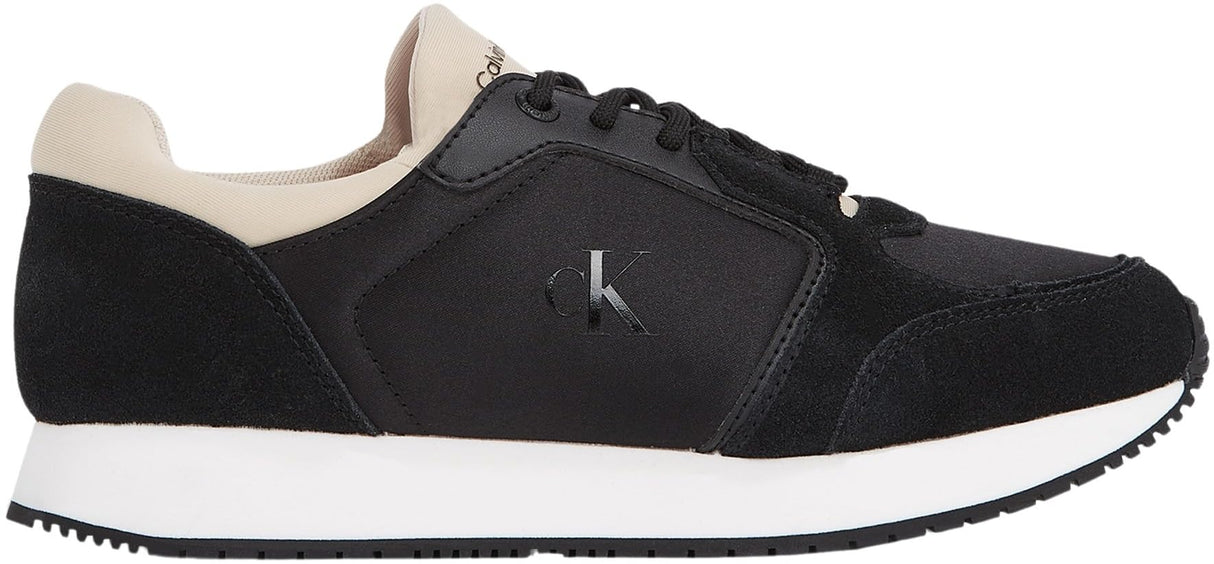 Calvin Klein Runner Sneaker Mujer Laceup Sock Calzado Deportivo, Multicolor (Black/Tapioca), 39