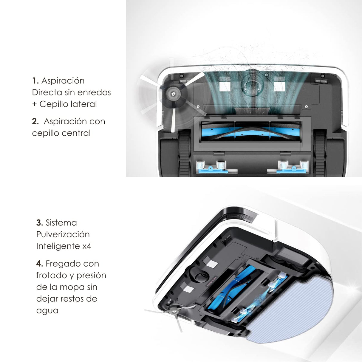 SMARTBOT Robot Aspirador y Fregasuelos - 4 en 1 Aspirador - Friegasuelos - Barre - Pasa la Mopa - Fregasuelos 1.300 Veces/min - Robot Friegasuelos 3 años garantía HOBOT LEGEE-D8 Eco Compactor