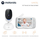 Motorola Nursery VM75 Camara Vigilancia Bebe - Vigilabebes con Unidad de Padres de 5 Pulgadas - Cámara de Bebé con Visión Nocturna, Zoom Digital, Comunicación Bidireccional y Canciones de Cuna
