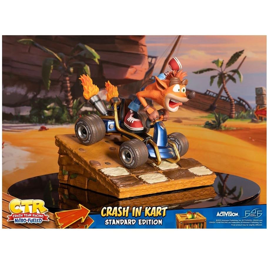 First 4 Figures - Estatua de Resina Crash Team Racing Nitro-Fueled (Crash In Kart), Color Negro