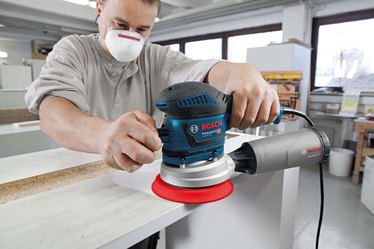 Bosch Professional GEX 40-150 - Lijadora excéntrica (400 W, Ø plato 150 mm, en L-BOXX)