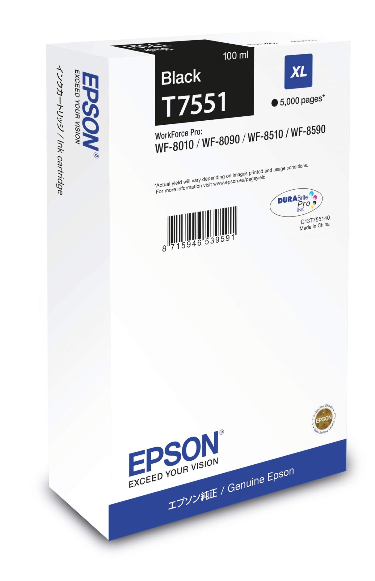 Epson C13T755140 - Cartucho de tinta, negro, Ya disponible en Amazon Dash Replenishment