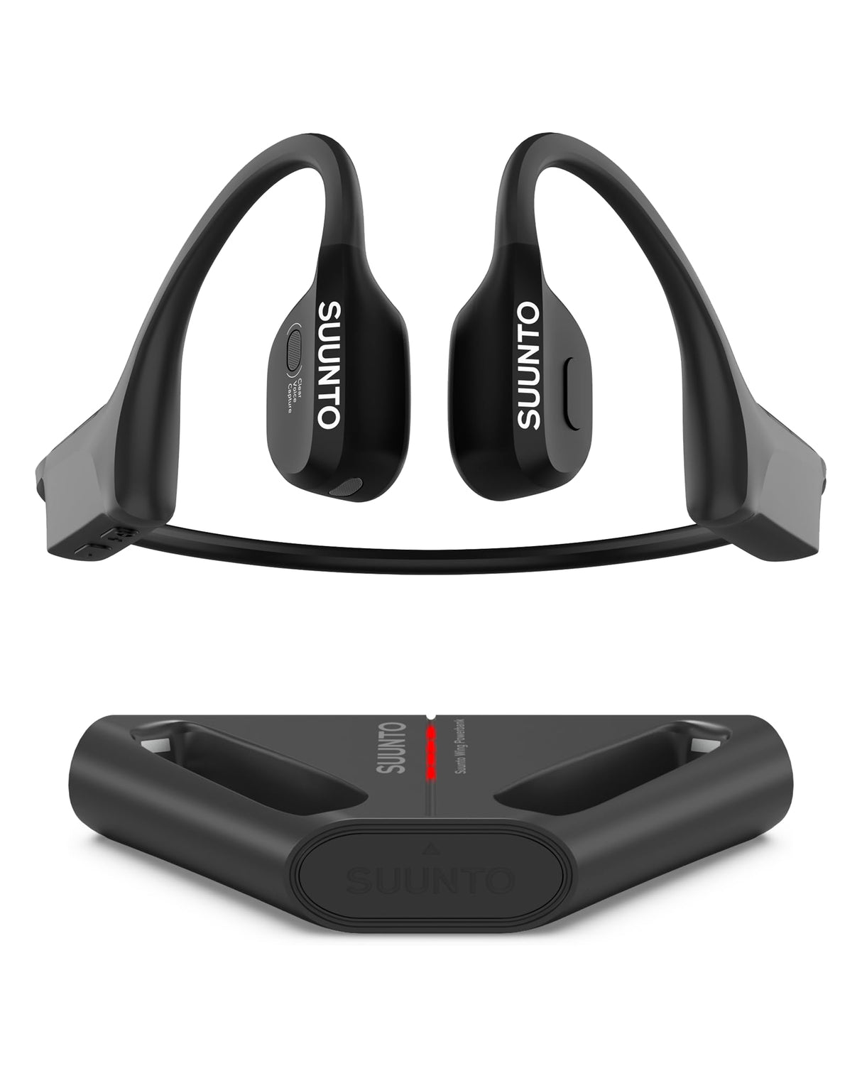SUUNTO Wing Open-Ear Auriculares Conducción Ósea, Auriculares Deportivos Inalámbricos Bluetooth, Control Movimiento Cabeza, Micrófono HD Incorporado, Resistente al Desgaste IP67, Luces Seguridad