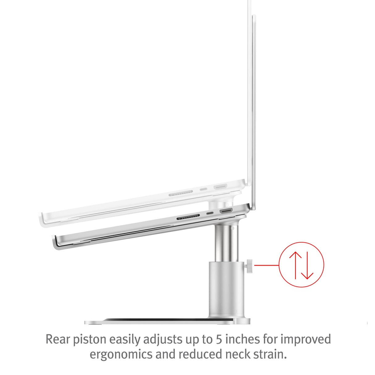 Twelve South HiRise Pro para portátiles y MacBooks, Soporte ergonómico y Ajustable en Altura con Base de Carga inalámbrica MagSafe (Plateado)