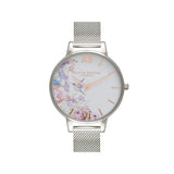 Olivia Burton Reloj Analógico de Cuarzo para Mujer Colección Painterly Prints con Correa de Malla de Acero Inoxidable Plateada - OB16PP75