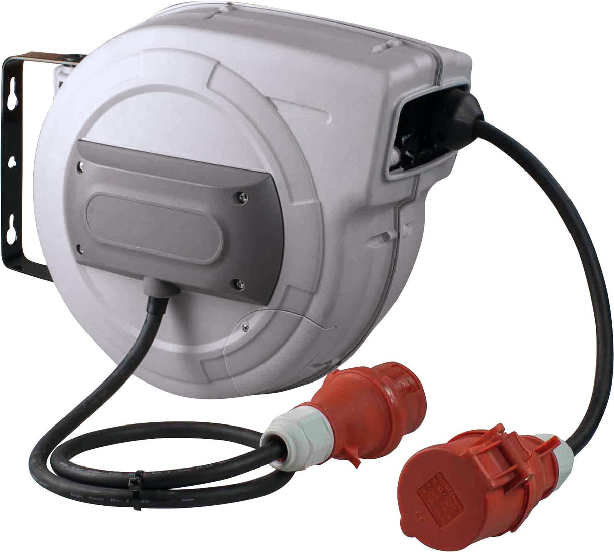 as - Schwabe CEE Carrete de cable retráctil automático 10 m H07RN-F 5G1,5-400V/16A/5 polo - Enrollador de manguera - 180° Giratorio - 1 m de cable de conexión - desmontable - para exterior, 12648