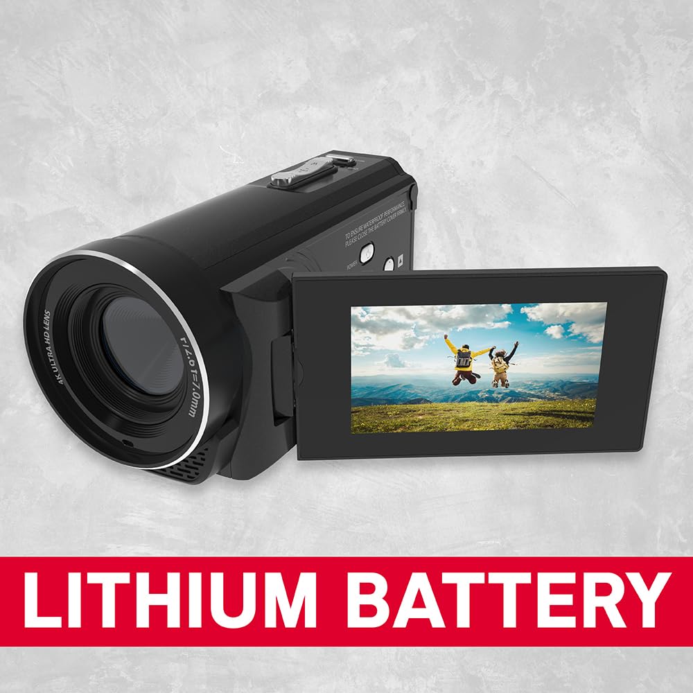 Agfa Photo Realimove CC4000W - Videocámara 4K Resistente al Agua con Pantalla táctil de 3", Zoom Digital de 18x, vídeo 2,7K, Foto 24 MP, LED, batería de Litio - Negro