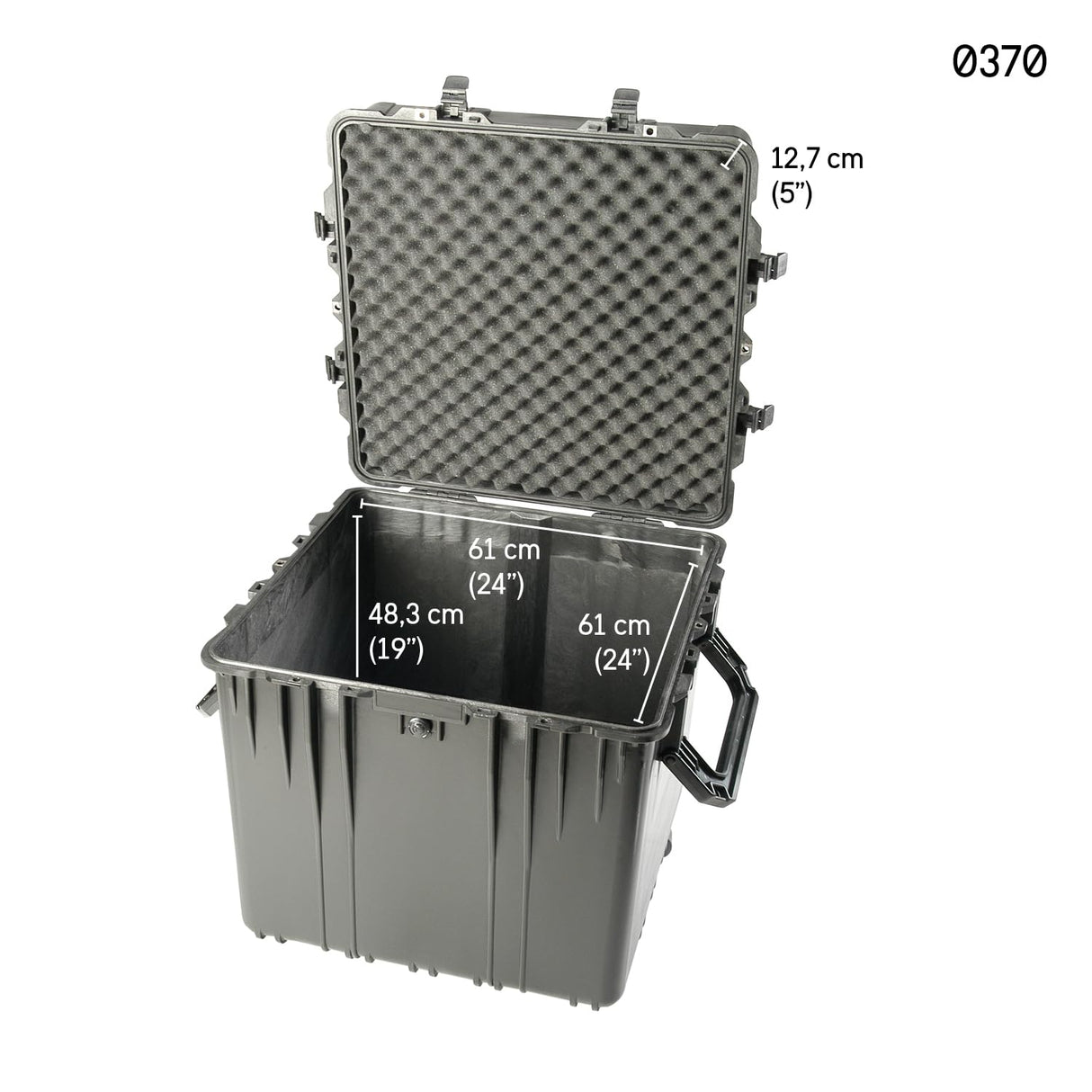 PELI 0370 Maleta Cuadrada Profunda y estanca para Equipos fotográficos y electrónicos, IP67 estanca, 227L de Capacidad, Fabricada en EE.UU., con Espuma Personalizable, Color Negro