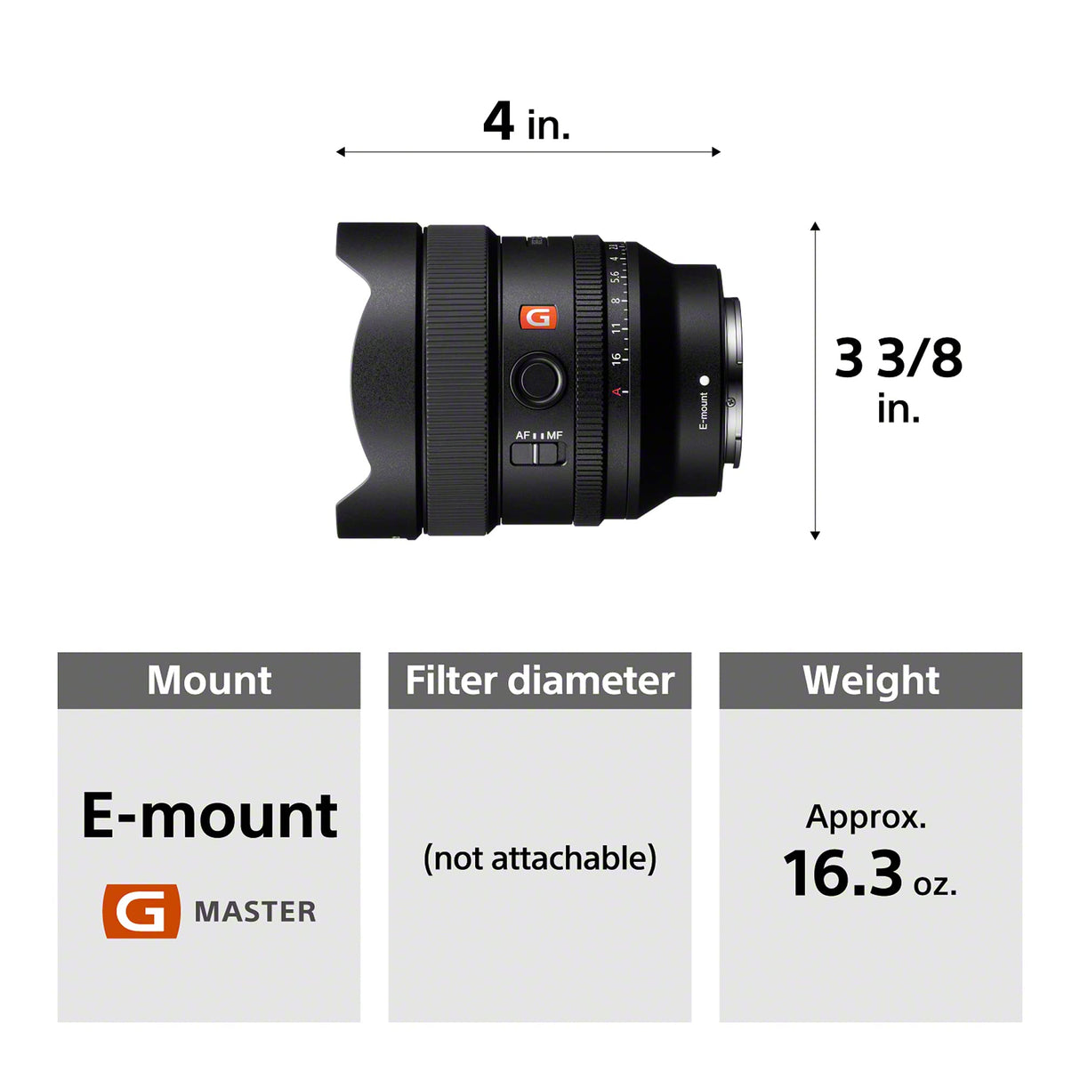 Sony FE 14 mm F1.8 GM Lente de Gran Apertura Gran Angular Prime G Master de Marco Completo