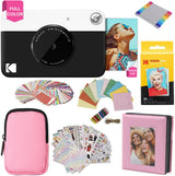 KODAK Printomatic cámara de impresión instantánea + Estuche Blando + Papel fotográfico Zink de 2 x 3 (Paquete de 20) + Álbum + Juegos de calcomanías + Marcos para calcomanías + Marcadores - Negro