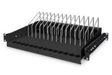 DIGITUS Estante de 19 Pulgadas - 4,5 U - Extensible - Estación de Carga - para 14 tabletas, portátiles y Smartphones - para armarios de Red y servidores de 19" - Negro