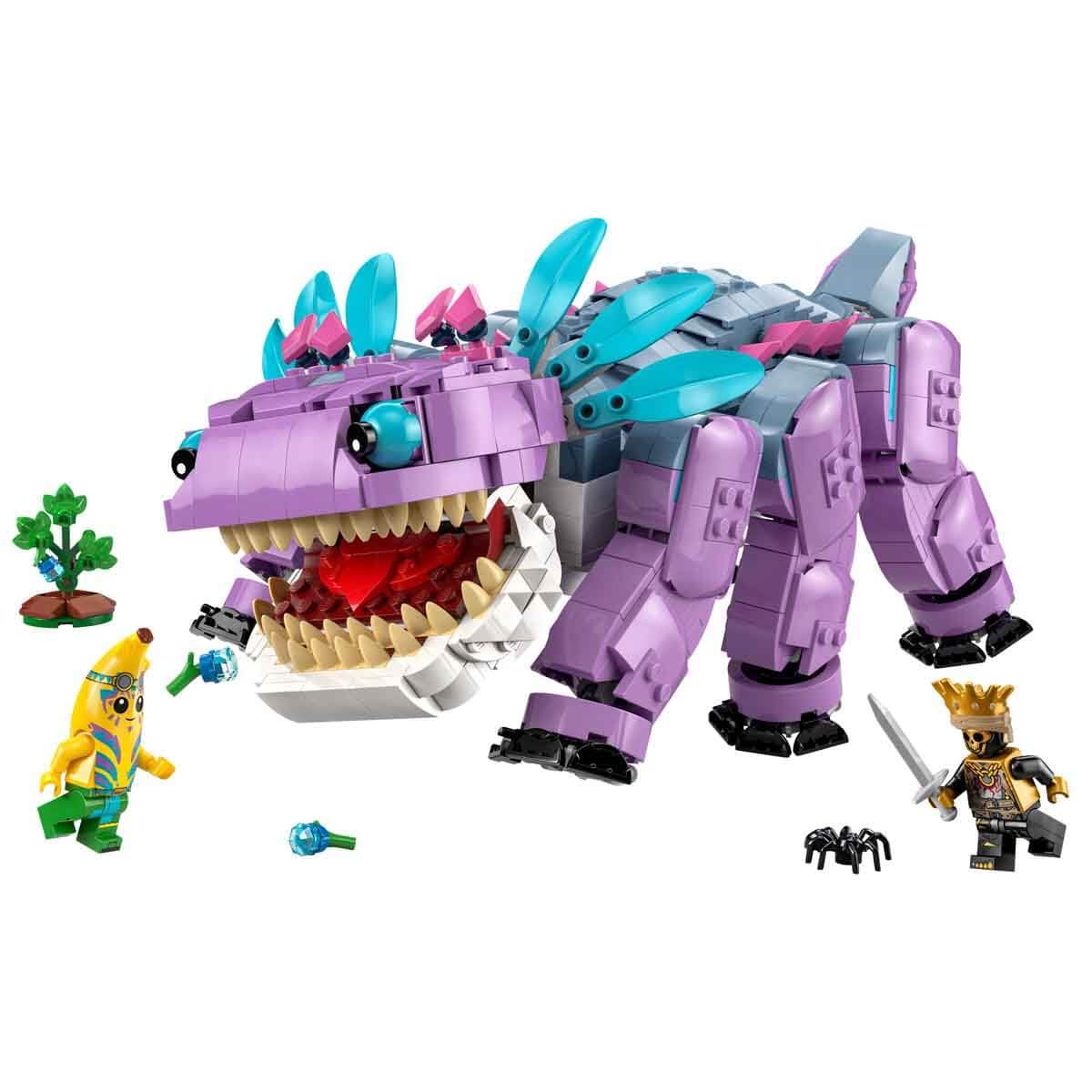 LEGO Fortnite Klombo- Figura de Dinosaurio para Jugar y Exponer - Minifiguras de Banano Aventurero Isleño y Oro - Regalo Gamer para Niños y Niñas de 10+ Años Fans del Videojuego 77077