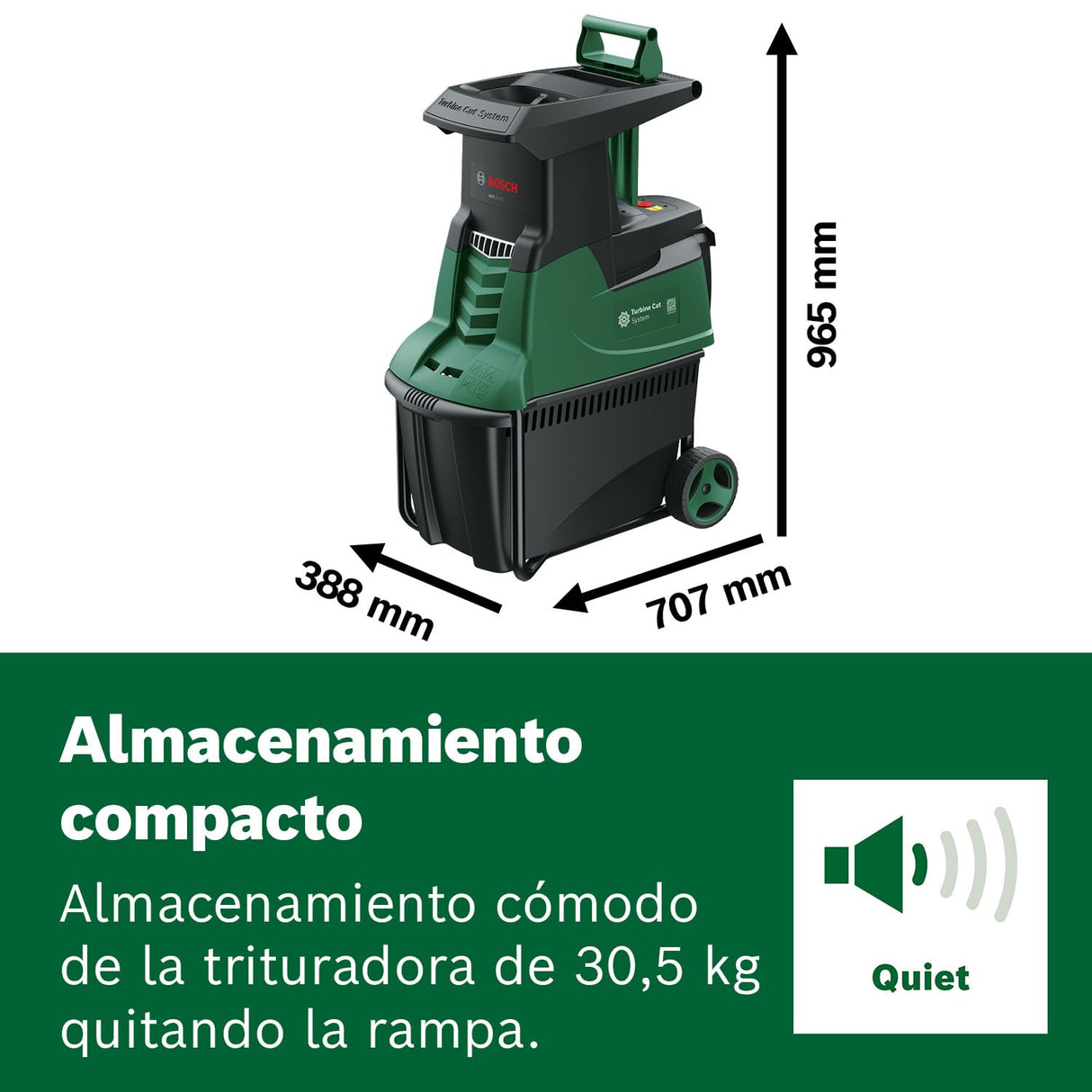 Bosch Home and Garden desmenuzadora de jardín con turbina AXT 25 TC (2500 W; apta para madera y residuos duros jardín; incluye guantes caja recogida integrada 53 L; en embalaje cartón)