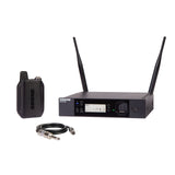 Sistema inalámbrico Shure GLXD14R+ para guitarra y bajo con batería de 12 horas y alcance de 30m. Incluye cable de instrumento y receptor de montaje en rack.