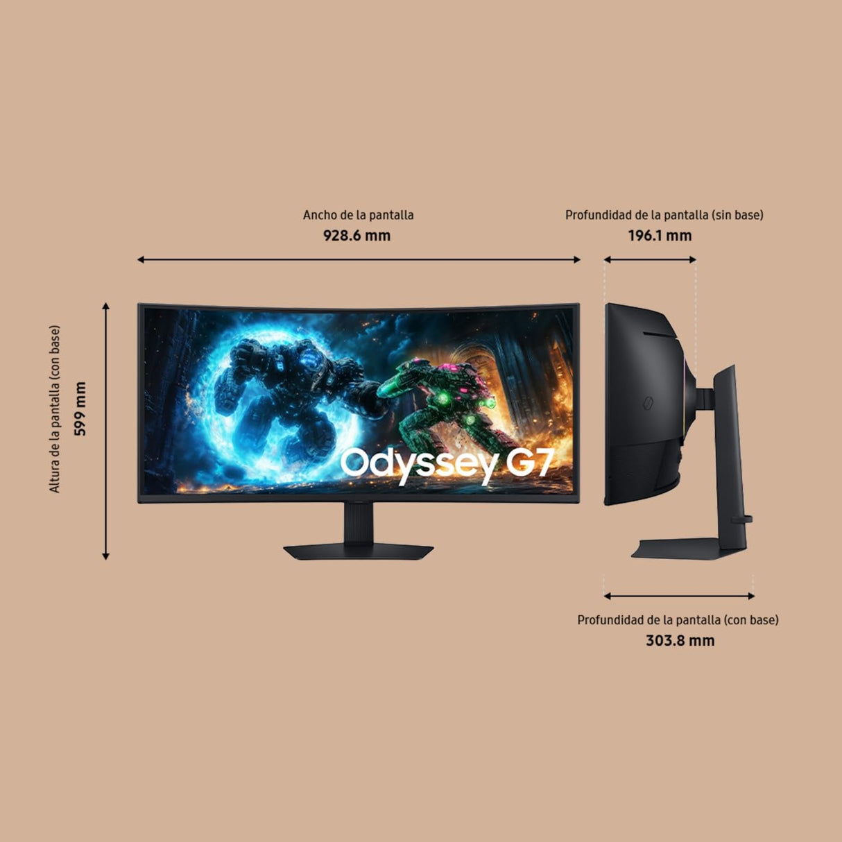 Samsung LS40FG756EUXEN - Monitor Gaming Odyssey G7 de 40" WUHD (5120 x 2160, 21:9, 180Hz, 1ms, Panel VA, FreeSync Premium Pro, Modo Eye Saver, Flicker Free), Negro, Versión 2025