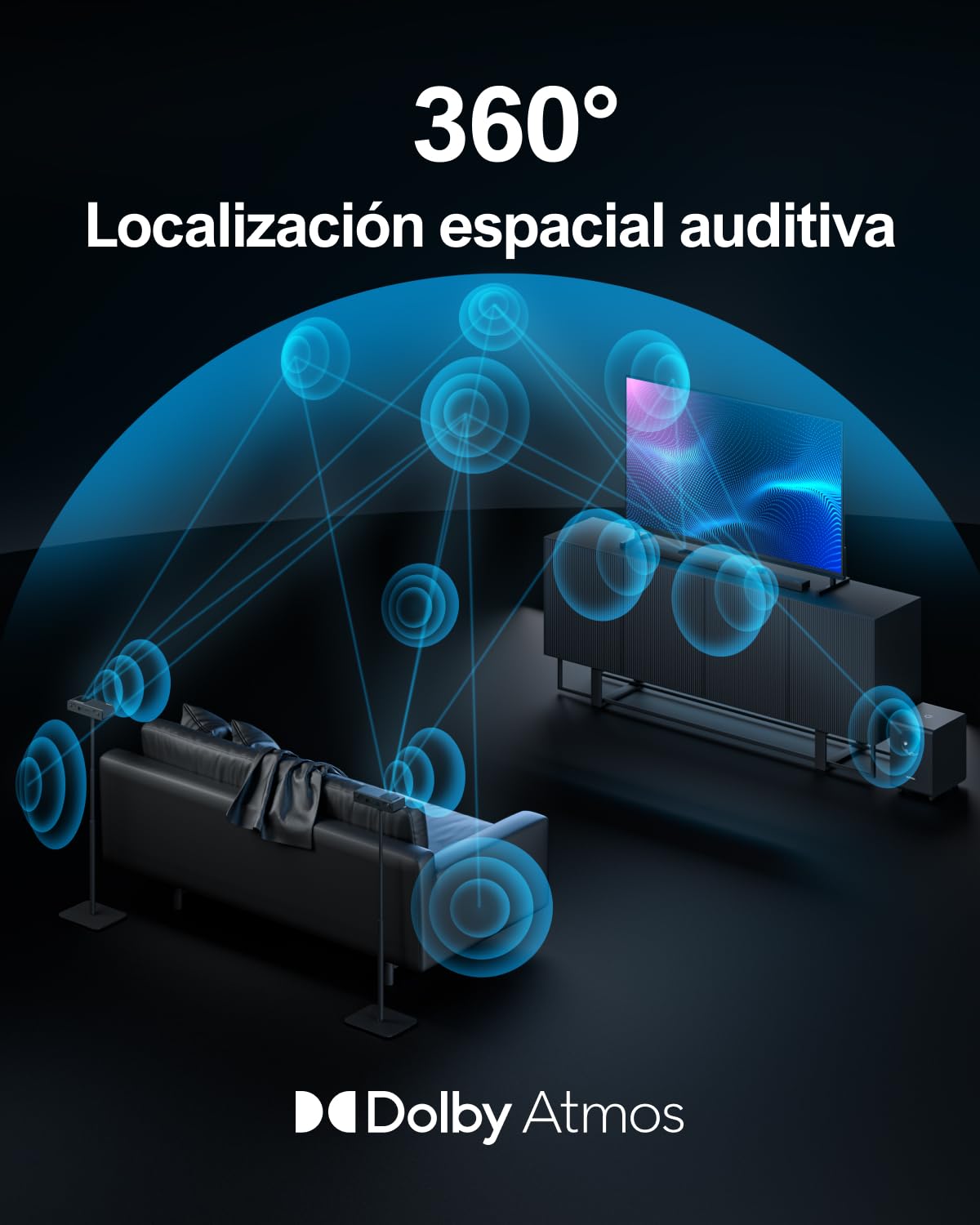 ULTIMEA Barra de Sonido de 7.1.4 Canales para Televisores con Dolby Atmos, Barra de Sonido con Subwoofer, Sistema de Cine en Casa con Sonido Envolvente Real, Cautivador Sonido de Cine 3D, Nova S90