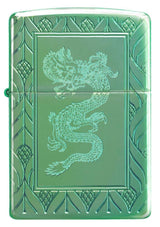 Zippo Elegant Dragon DesignMultiCut/Lustre28129 – Armor HP Green Encendedor, Design, 5,83,81,2 (49054), Armor High Polish Green - Elegant Dragon